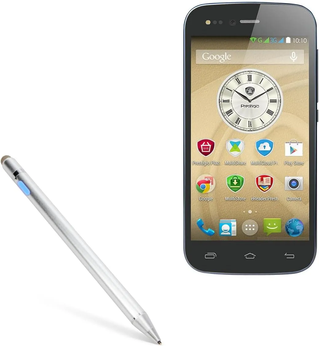 BoxWave Stylus Pen Compatible with Prestigio Grace X3 - AccuPoint Active Stylus, Electronic Stylus with Ultra Fine Tip - Metallic Silver