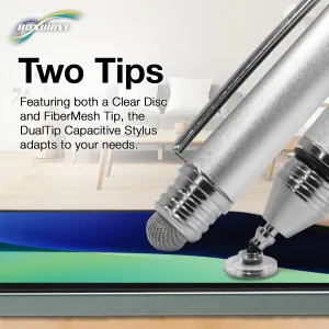 BoxWave Stylus Pen Compatible with Soundcraft Vi5000 - DualTip Capacitive Stylus, Fiber Tip Disc Tip Capacitive Stylus Pen - Metallic Silver