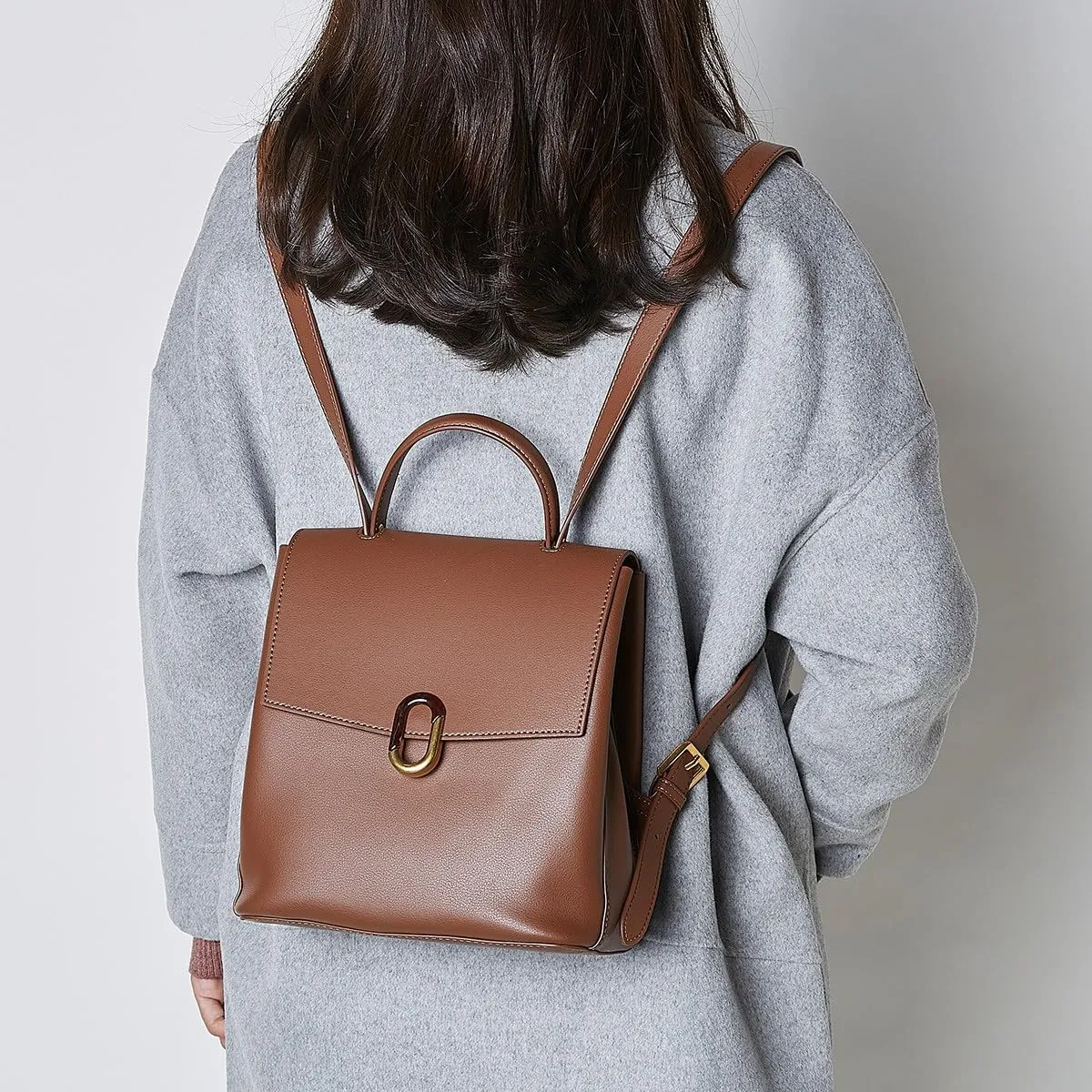 BOYATU Genuine Leather Backpack Purse for Women: Leather Backpack Elegant Shoulder Bags - Fashion Travel Handbag (Coffee brown)