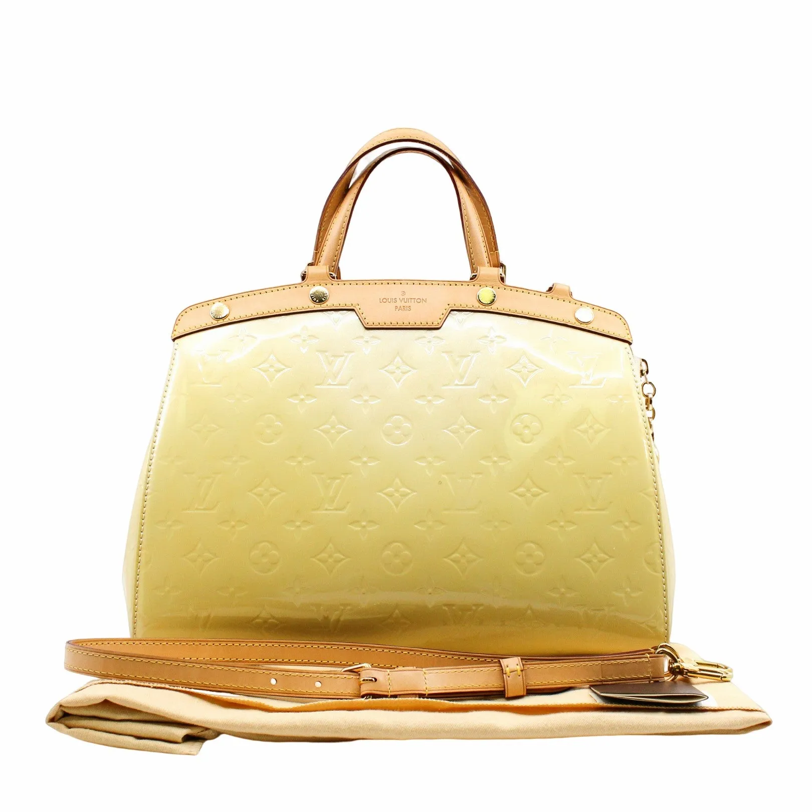 BREA HANDBAG MONOGRAM VERNIS MM NEUTRAL BEIGE