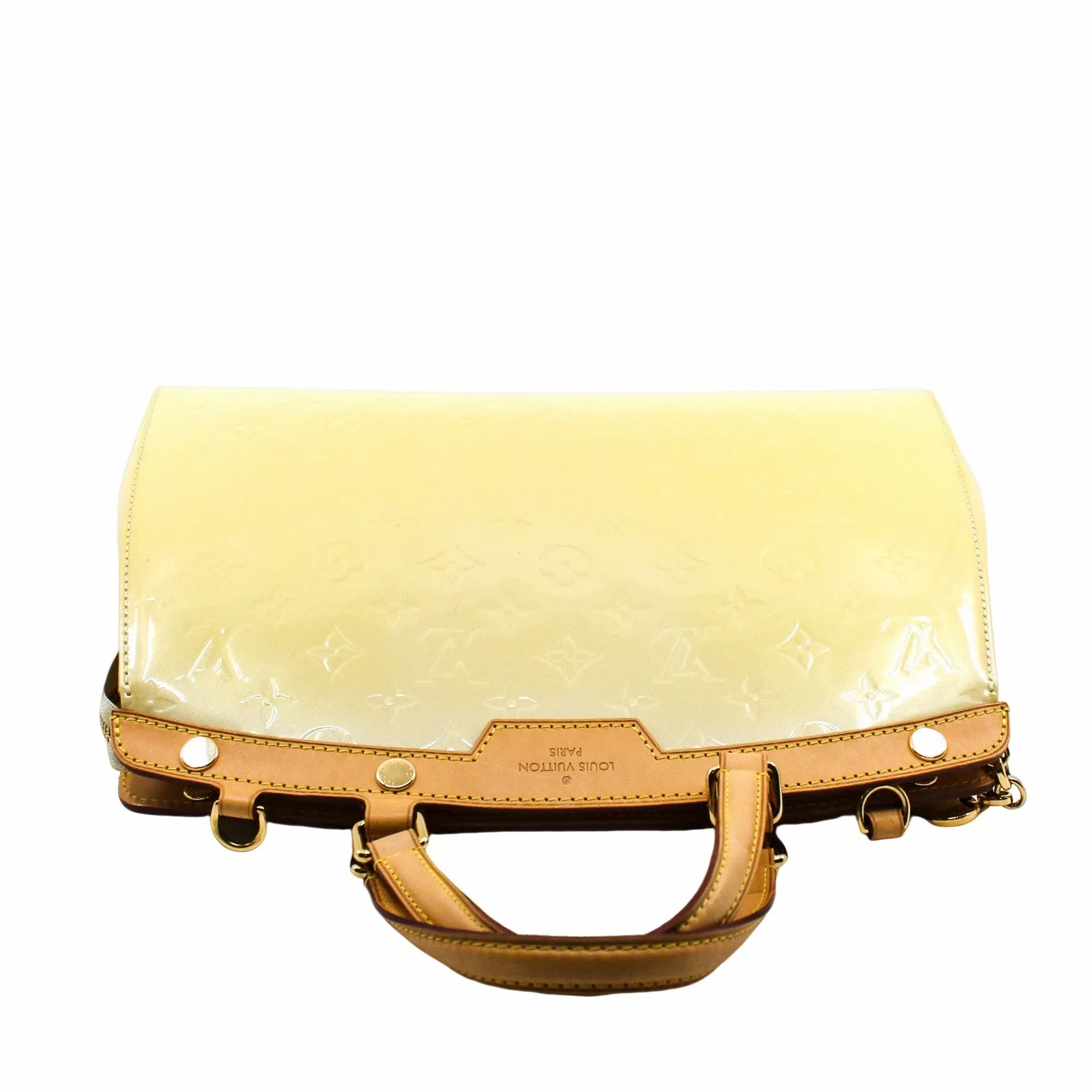 BREA HANDBAG MONOGRAM VERNIS MM NEUTRAL BEIGE