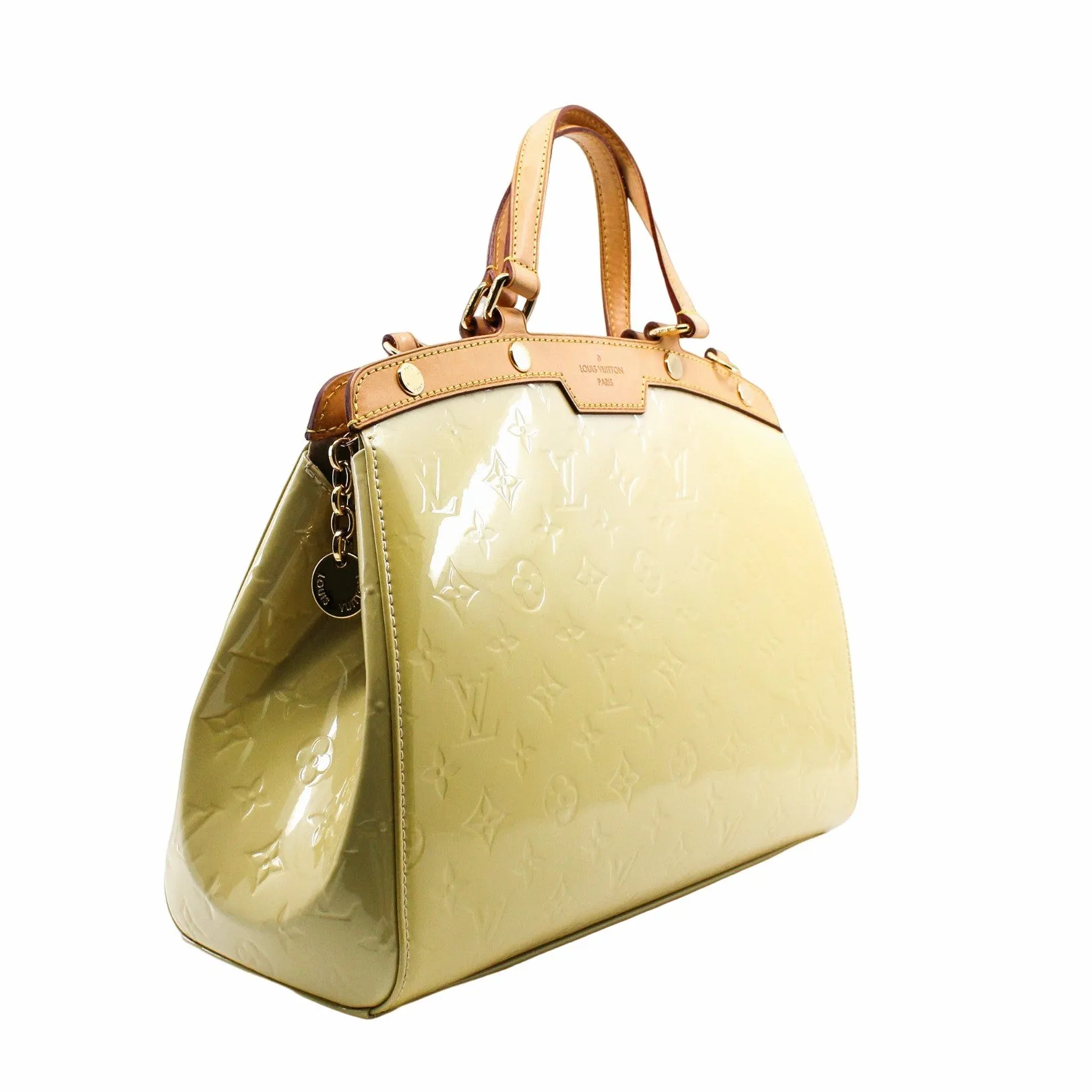 BREA HANDBAG MONOGRAM VERNIS MM NEUTRAL BEIGE