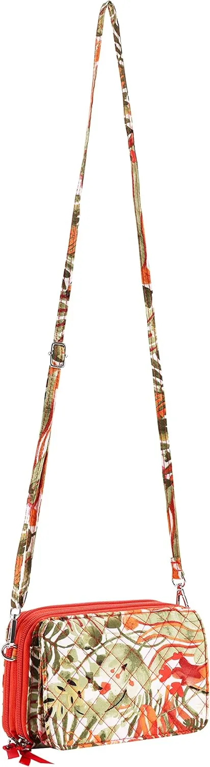 Brentano Cotton quilted double-zipper crossbody wallet purse and clutch