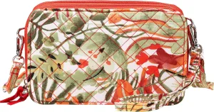 Brentano Cotton quilted double-zipper crossbody wallet purse and clutch