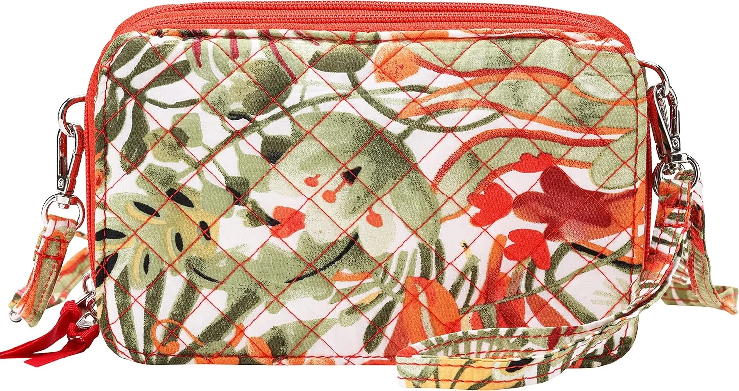 Brentano Cotton quilted double-zipper crossbody wallet purse and clutch