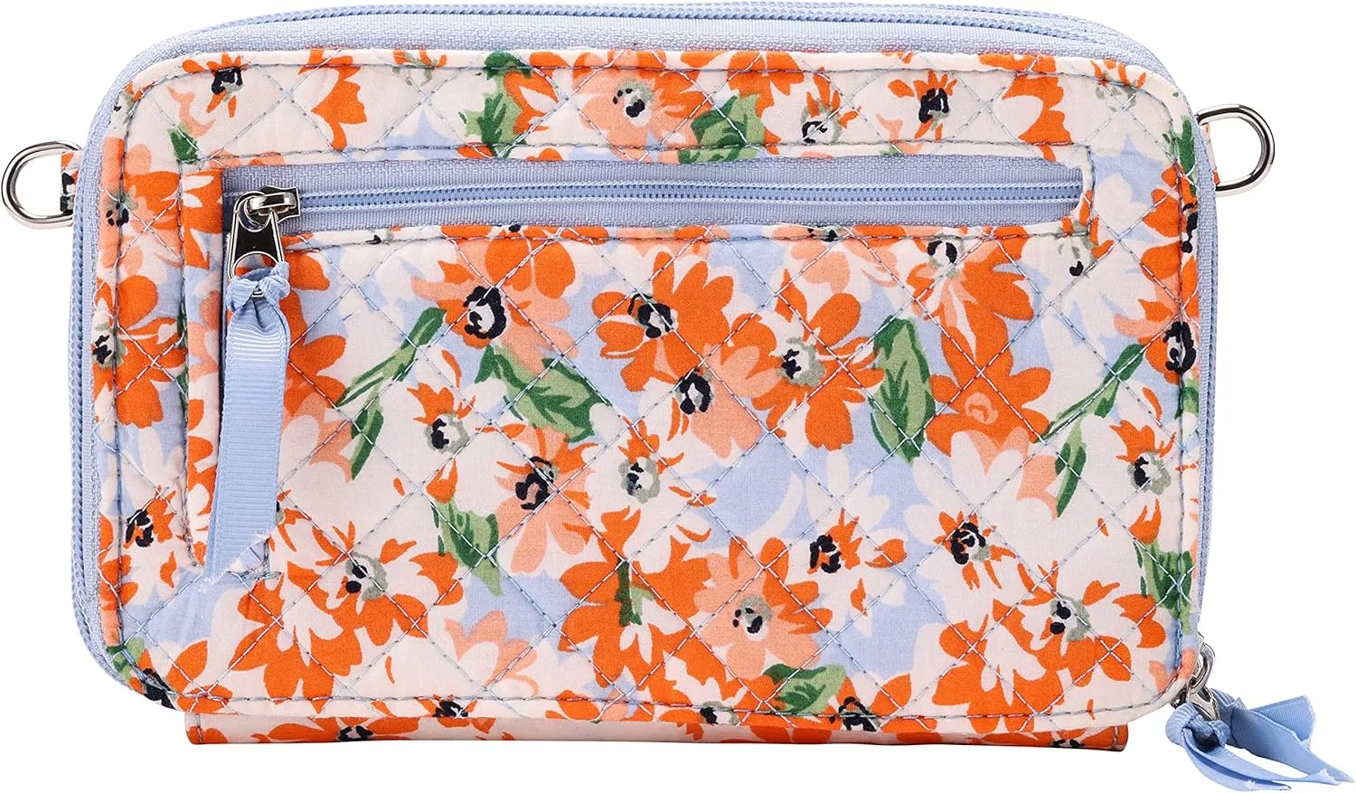 Brentano Cotton quilted double-zipper crossbody wallet purse and clutch