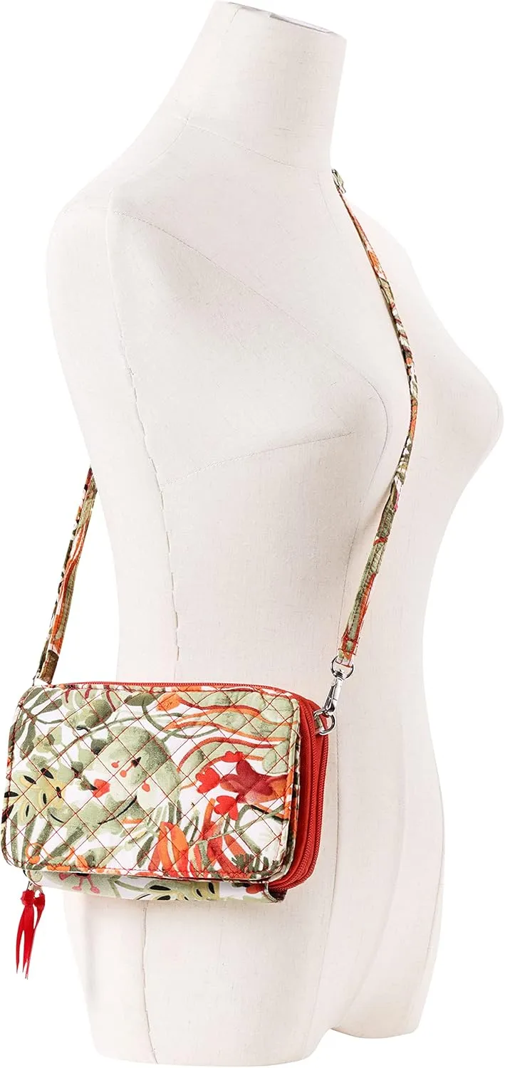 Brentano Cotton quilted double-zipper crossbody wallet purse and clutch