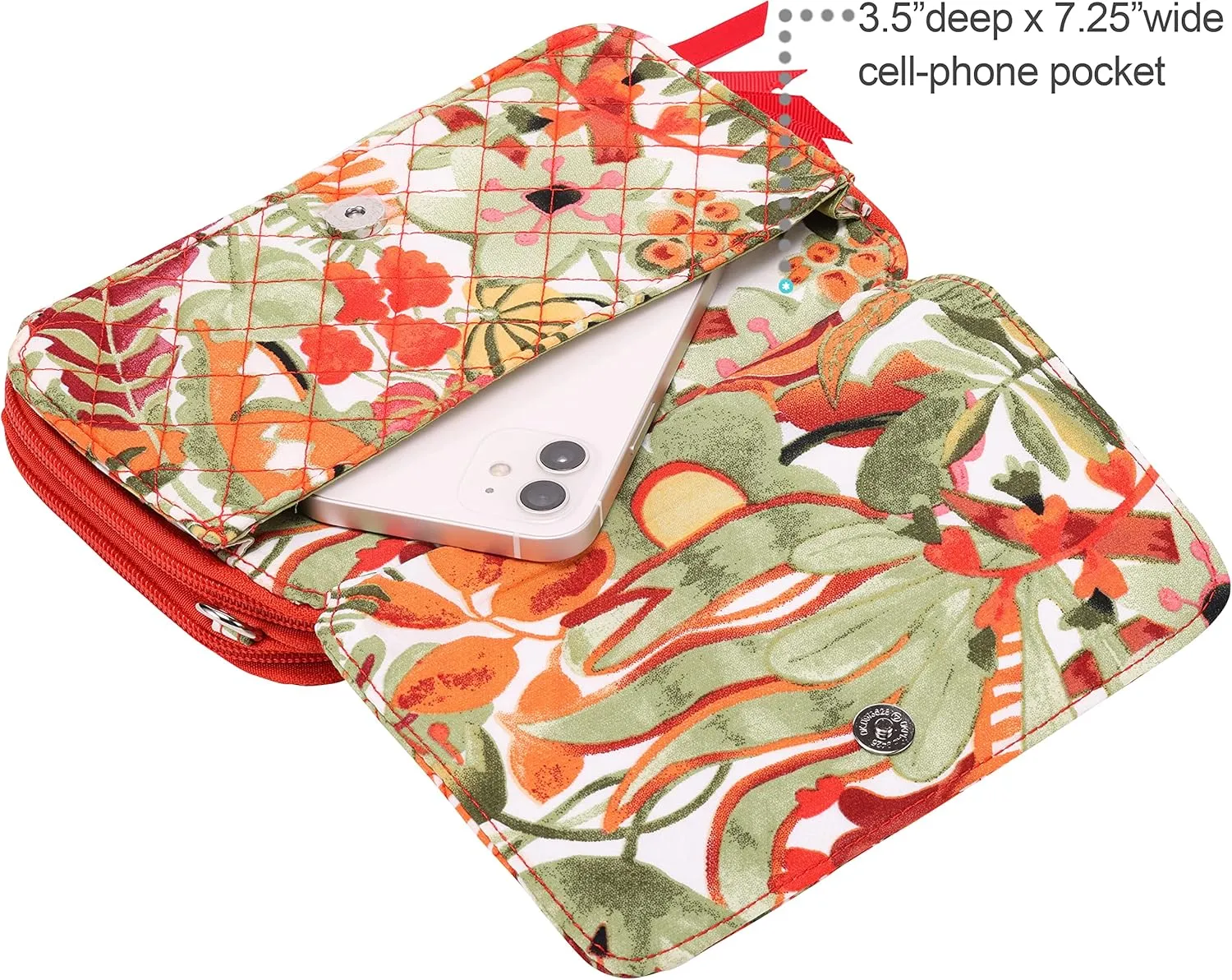 Brentano Cotton quilted double-zipper crossbody wallet purse and clutch
