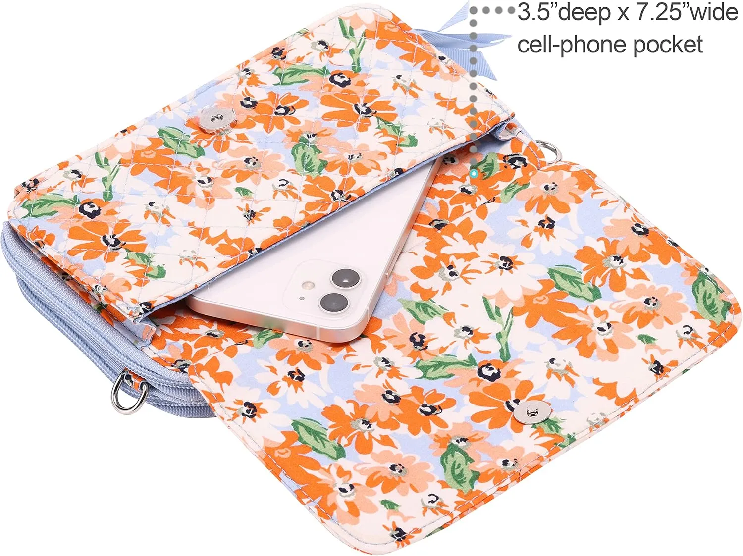 Brentano Cotton quilted double-zipper crossbody wallet purse and clutch