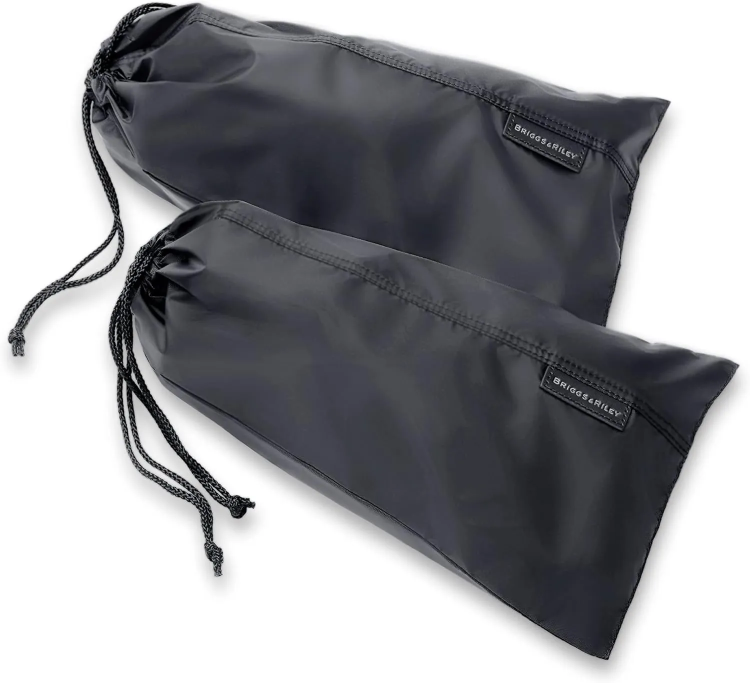 Briggs & Riley Shoe Covers for Packing - Travel Shoe Bags for Men & Women, Luggage & Suitcase Footwear Storage, Drawstring for Secure Fit - Luggage Accessories, Black (Pack of 2)