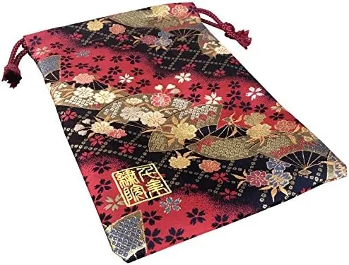 Brocade drawstring bag, lined with Nishijin brocade, 3, size M.