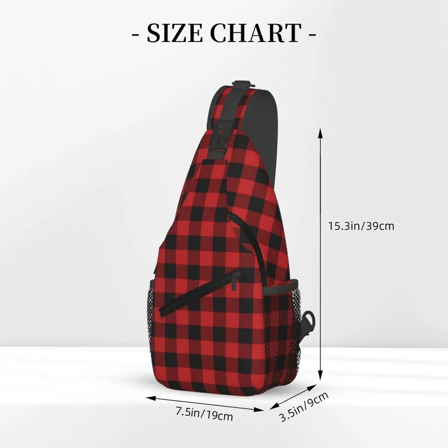 Buffalo Plaid Sling Bag Adjustable Crossbody Bag Casual Chest Bags Travel Shoulder Backpack For Women Men