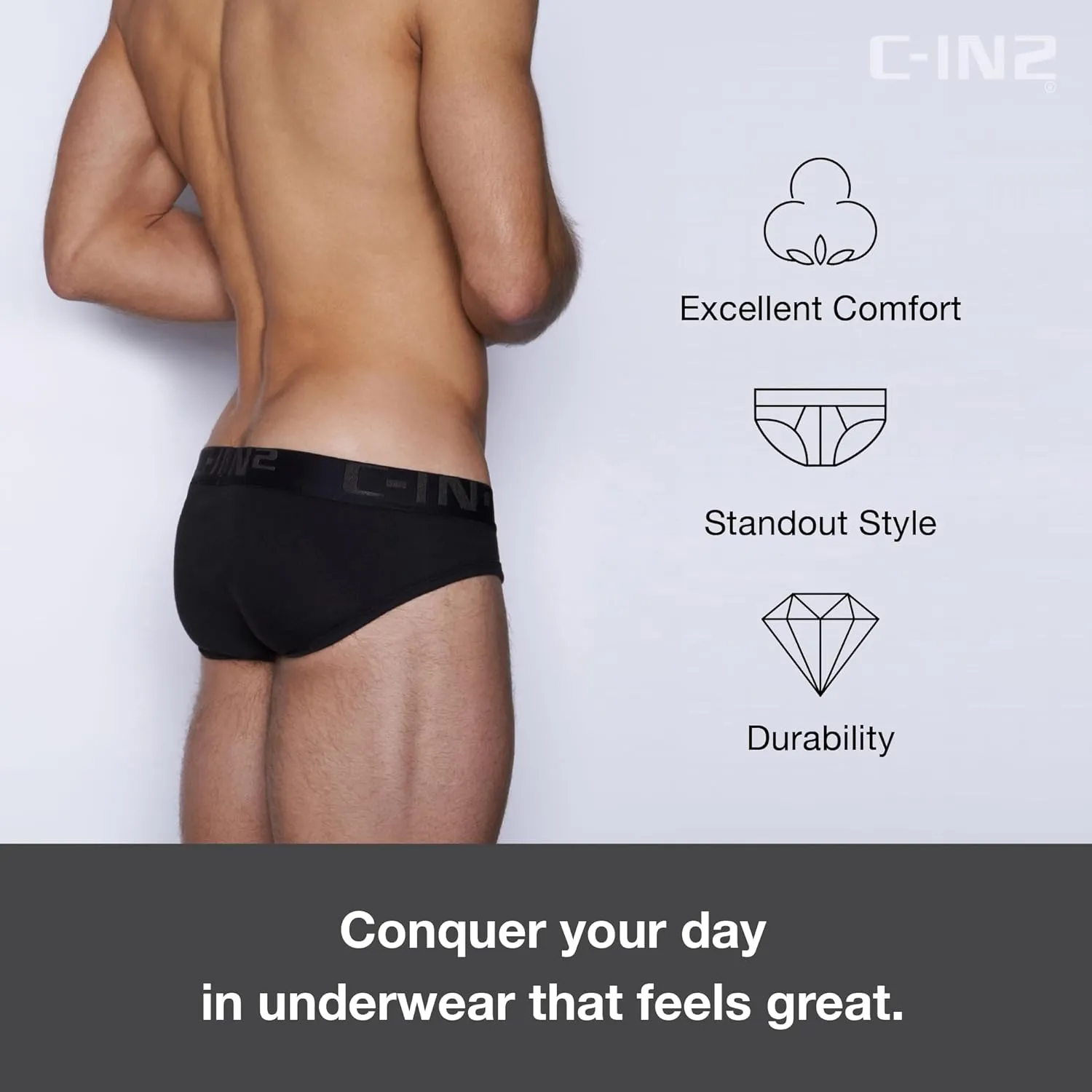C-IN2 Core Low Rise Brief - Men's Underwear Center-Seam Contour Pouch Support - Breathable Cotton