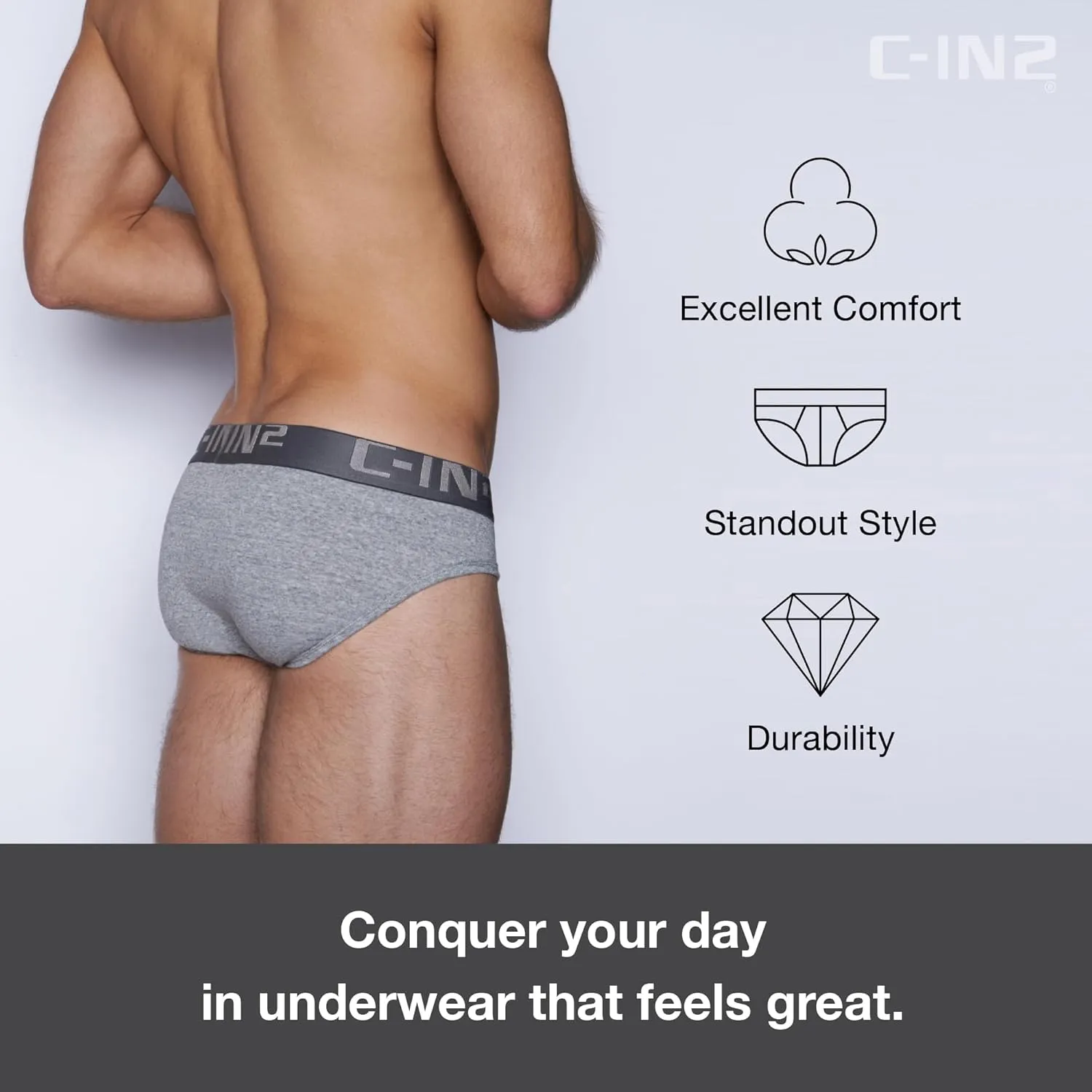 C-IN2 Men’s Cotton Low Rise Briefs Underwear | 2-Ply Center-Seam Contour Pouch