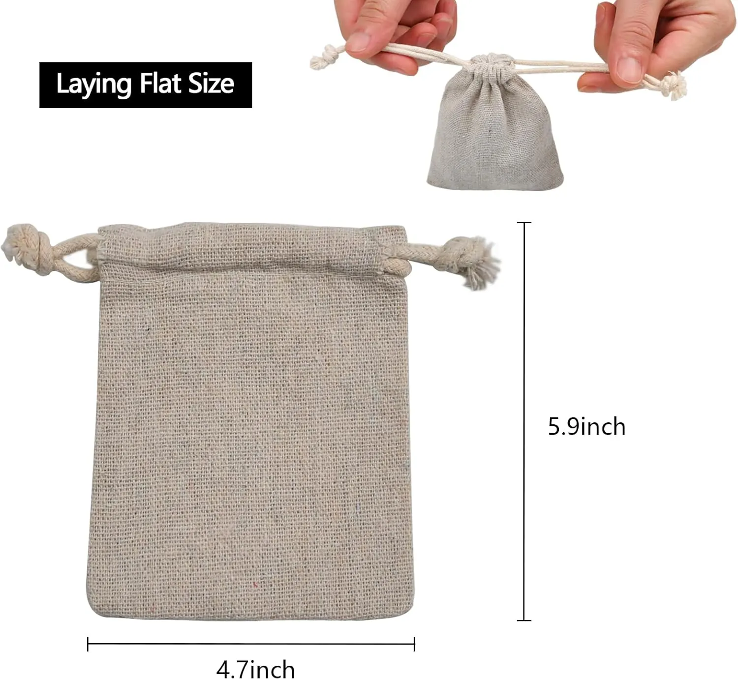calary 50pcs Double Canvas Drawstring Bag Cotton Pouch Gift Sachet Bags Muslin Bag Reusable Tea Bag