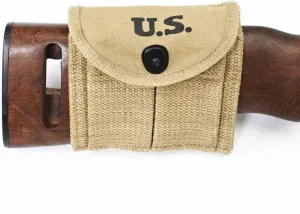 CALYX US WWII M1 Carbine Web Sling, Oiler & M1 Carbine Buttstock Pouch, Military Classic WWII Reproduction Canvas 1" Rifle Sling Khaki (Sling & Pouch Khaki)