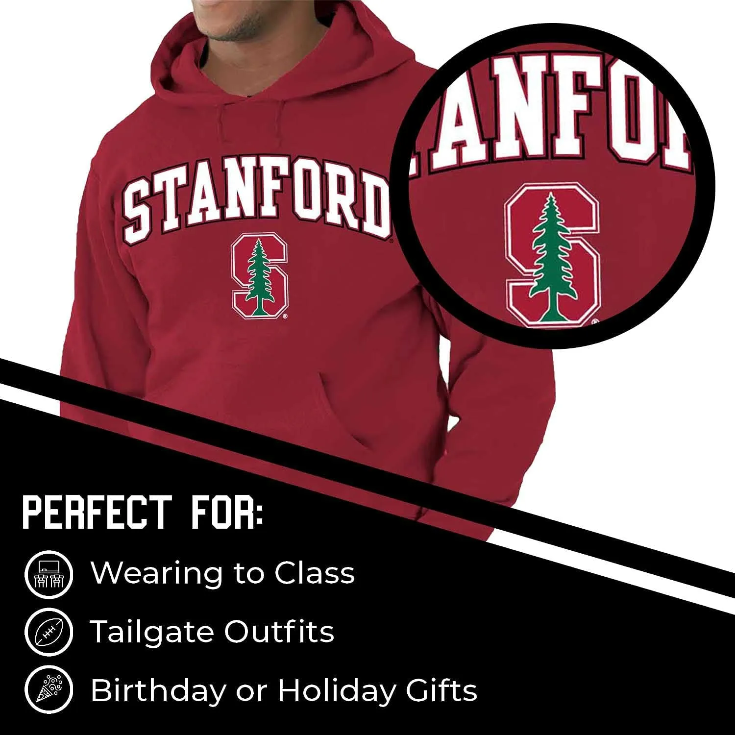 Campus Colors Long Sleeves NCAA Adult Arch & Logo Gameday Unisex Hooded Sweatshirt