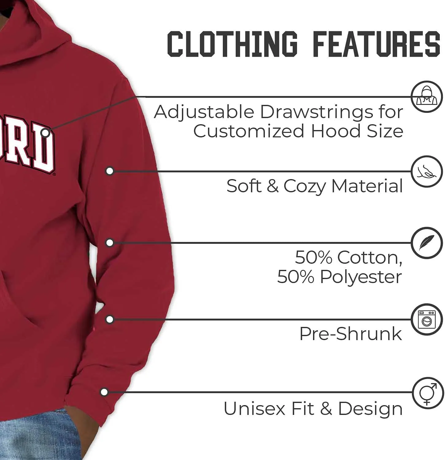 Campus Colors Long Sleeves NCAA Adult Arch & Logo Gameday Unisex Hooded Sweatshirt