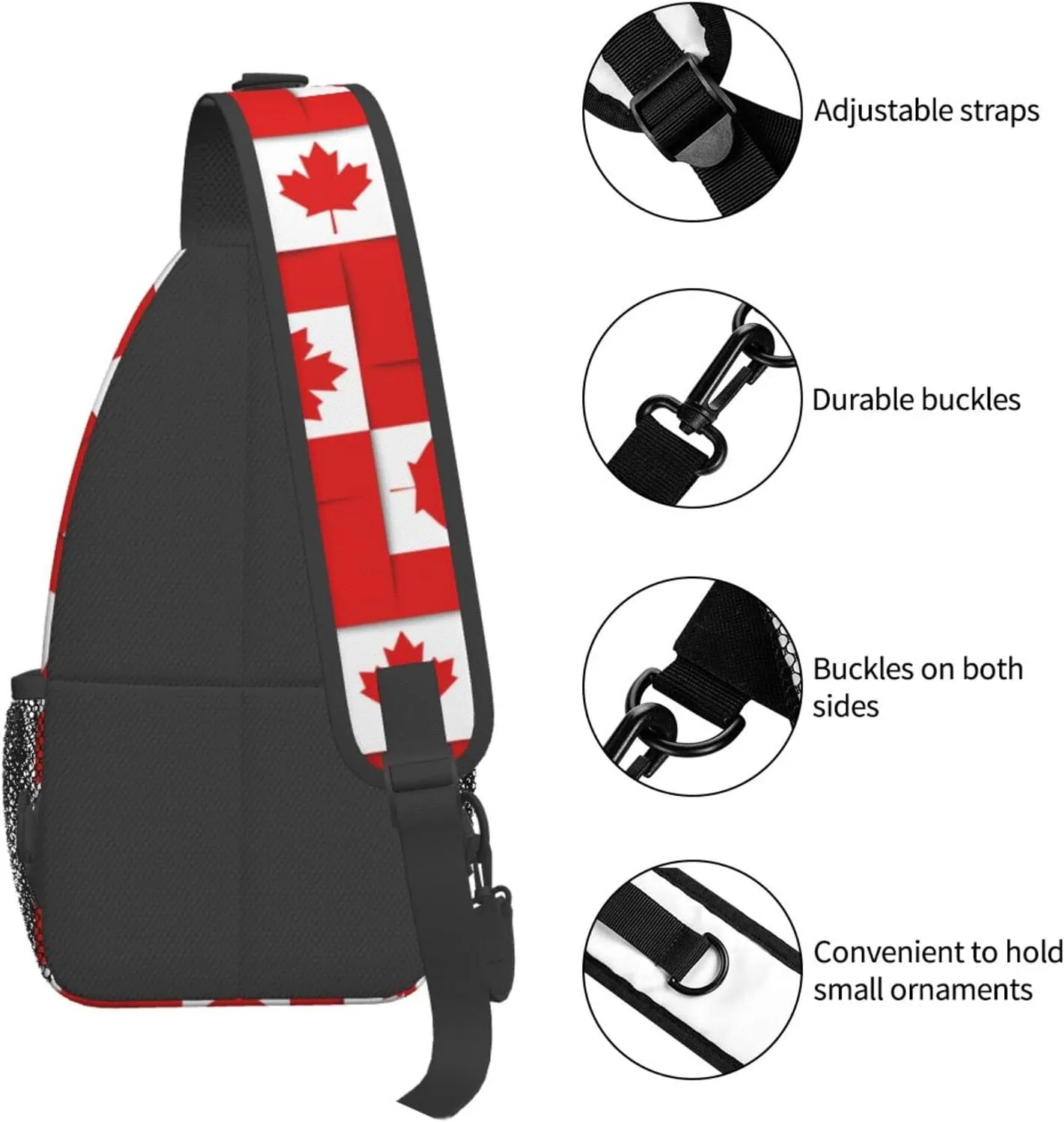 Canada Casual Daypack Bag Canada Flag Shoulder Bag Chest Bags Crossbody Bag Canadian Sling Backpack