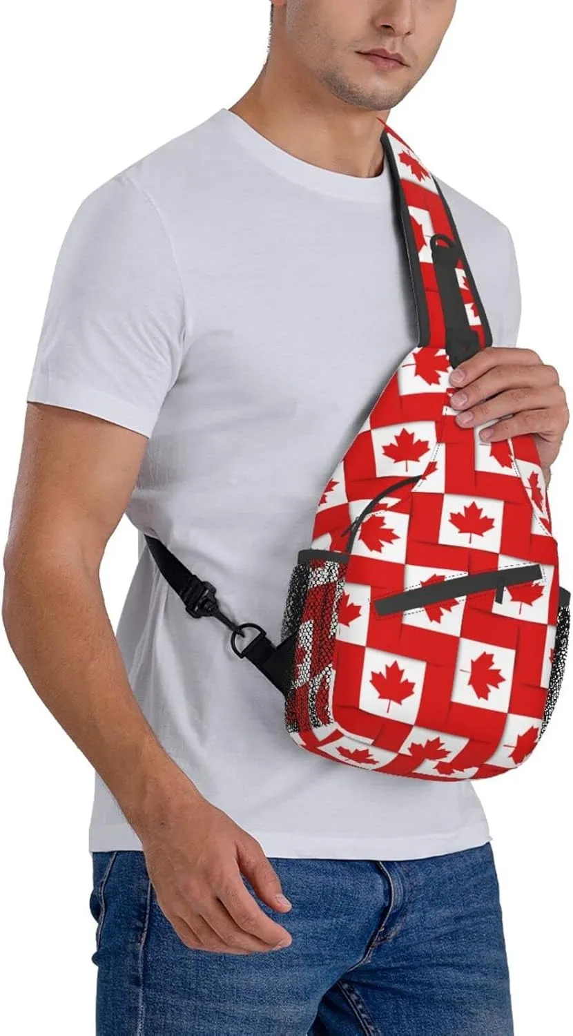 Canada Casual Daypack Bag Canada Flag Shoulder Bag Chest Bags Crossbody Bag Canadian Sling Backpack