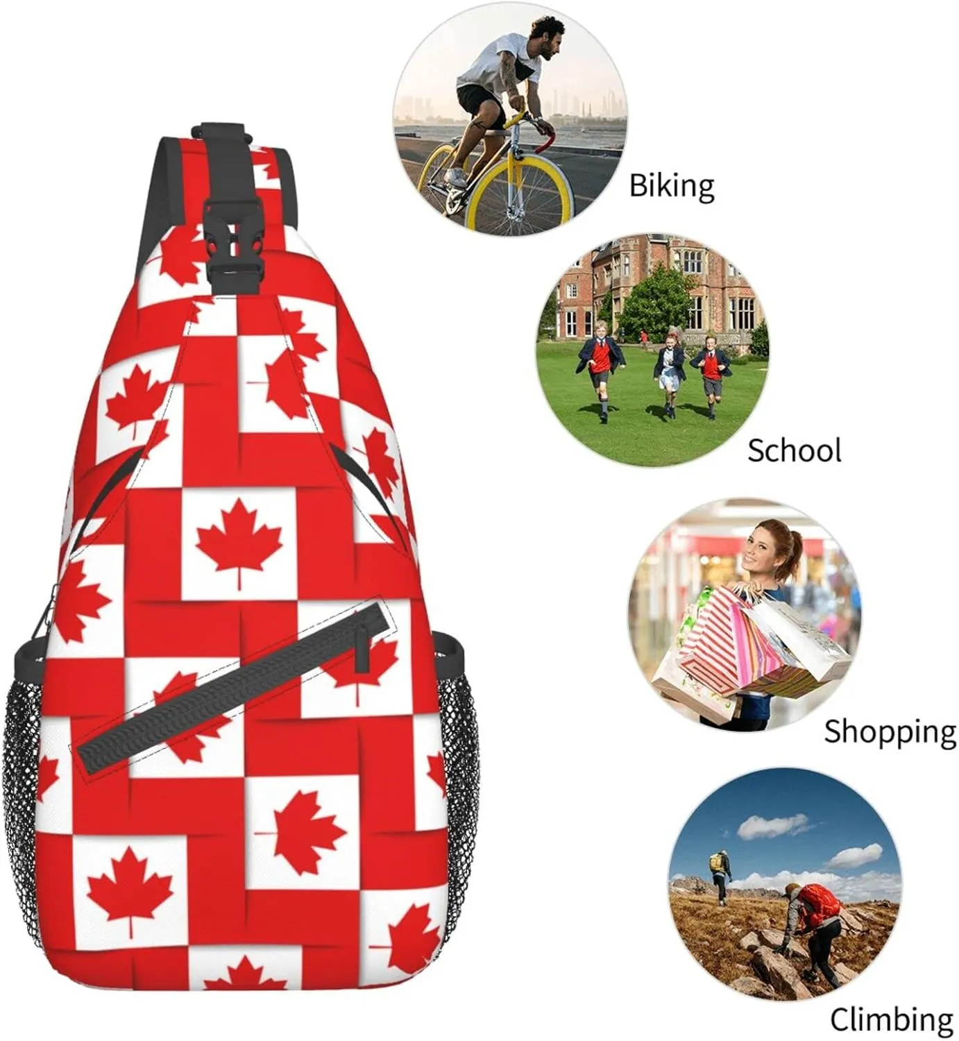 Canada Casual Daypack Bag Canada Flag Shoulder Bag Chest Bags Crossbody Bag Canadian Sling Backpack