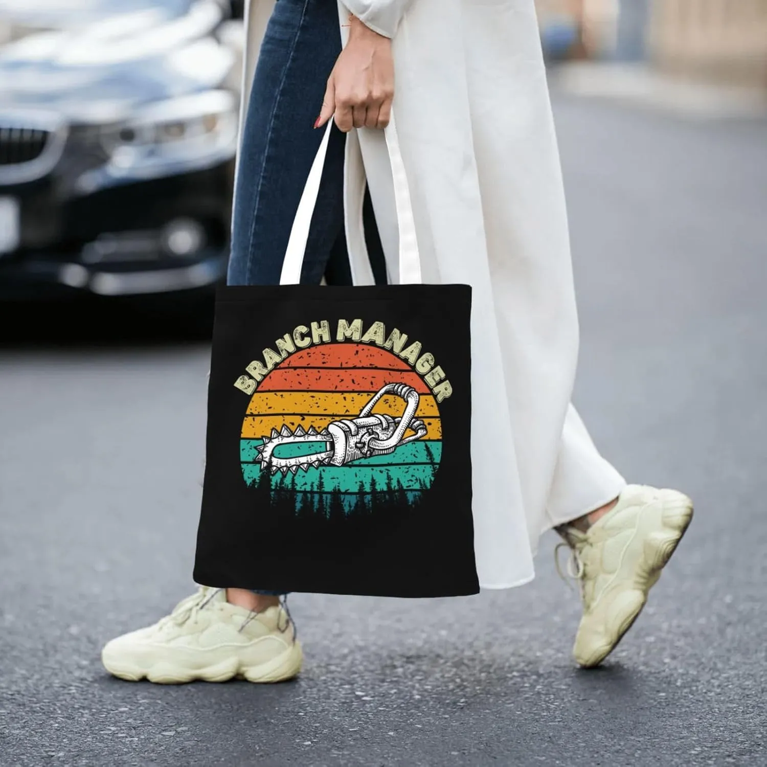 Canvas Handled Shopping Bag for Men Women Lightweight Reusable Polyester Tote for Daily Groceries
