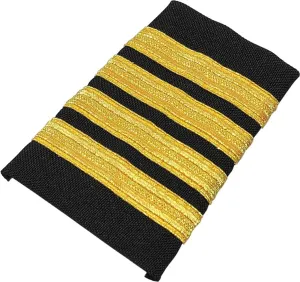 Captain's Pilot Epaulets - Four Bars Gold Metallic on Black