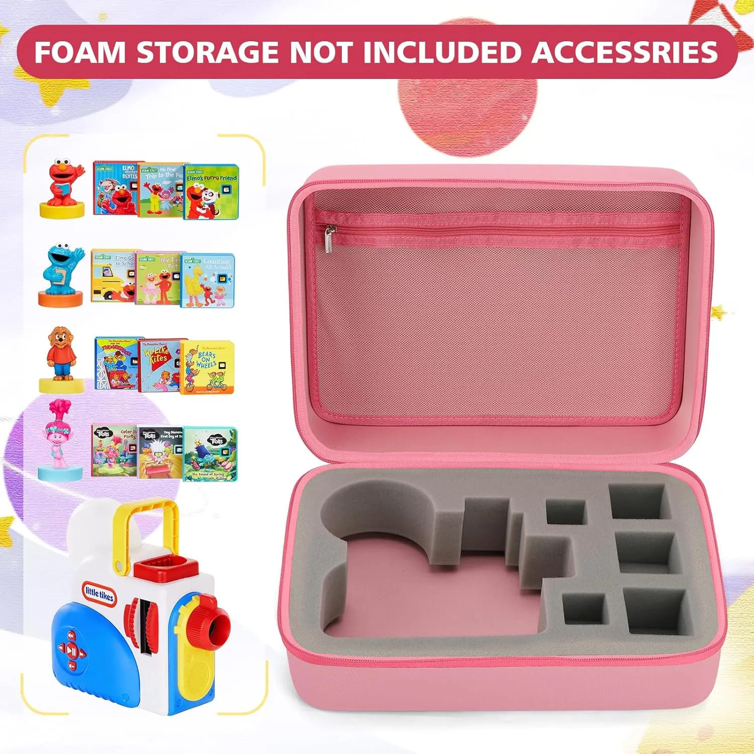Carrying Case Compatible for Little Tikes Story Dream Machine Books Starter Set and Character ,Kids Toys Box for Storytime Audio Play Real for Storybook, Audio Play (Case Only) (Pink Storytelling)