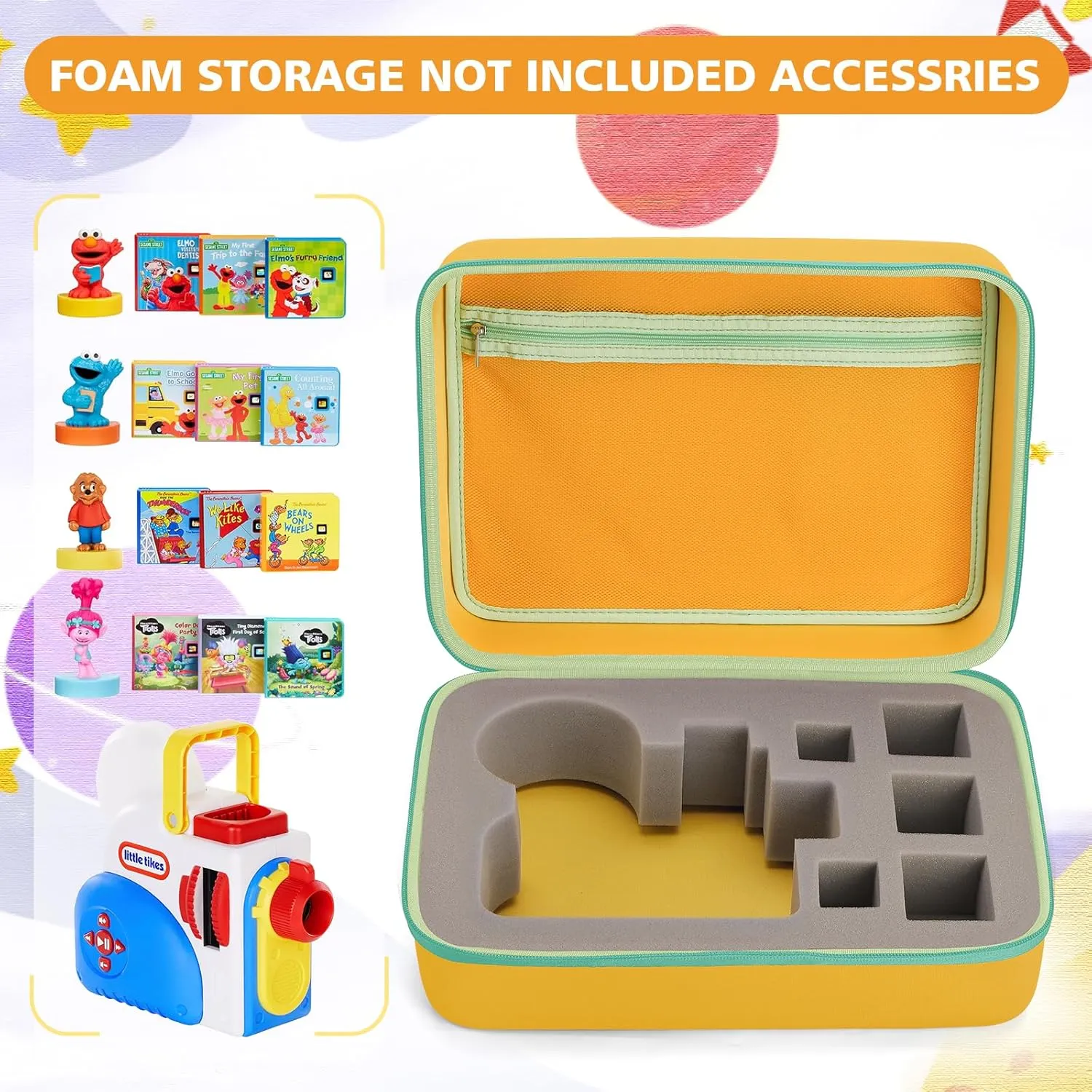 Carrying Case Compatible for Little Tikes Story Dream Machine Books Starter Set and Character ,Kids Toys Box for Storytime Audio Play Real for Storybook, Audio Play (Case Only) (Yellow Storytelling)
