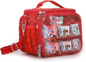 Carrying Case Compatible with Little Tikes Story Dream Machine Books Starter Set,Portable Storage Bag with Handle and Shoulder Strap for Storytime,Little Golden Book,Little Puppy Character (Red)
