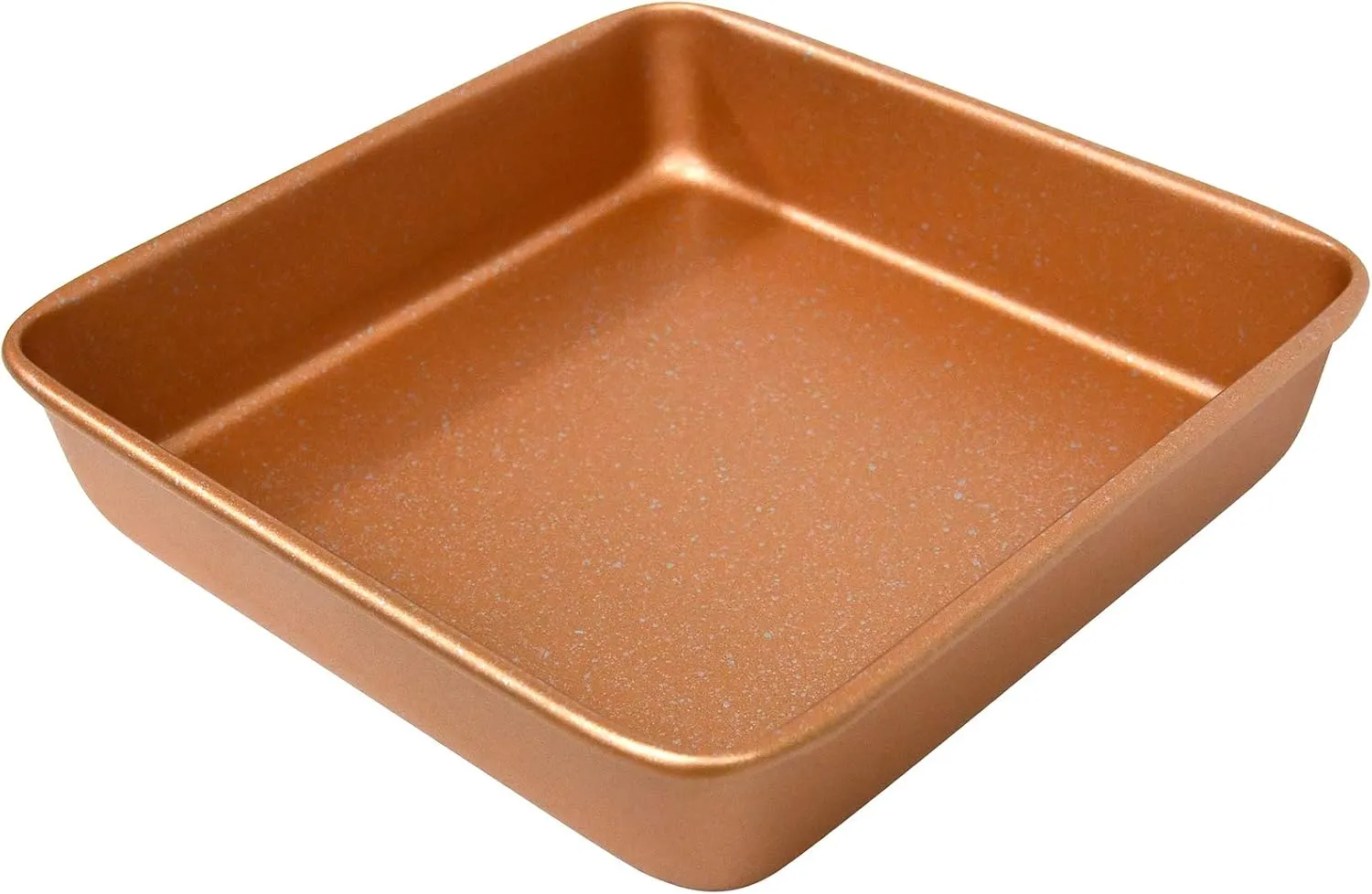 casaWare Ceramic Coated NonStick Heavy Weight 9-inch Square Cake Pan (Rose Gold Granite)