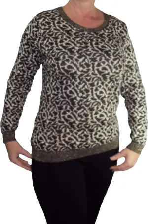 Cathy Daniels C. D. Petites Womens Long Sleeve Jacquard Print Sweater