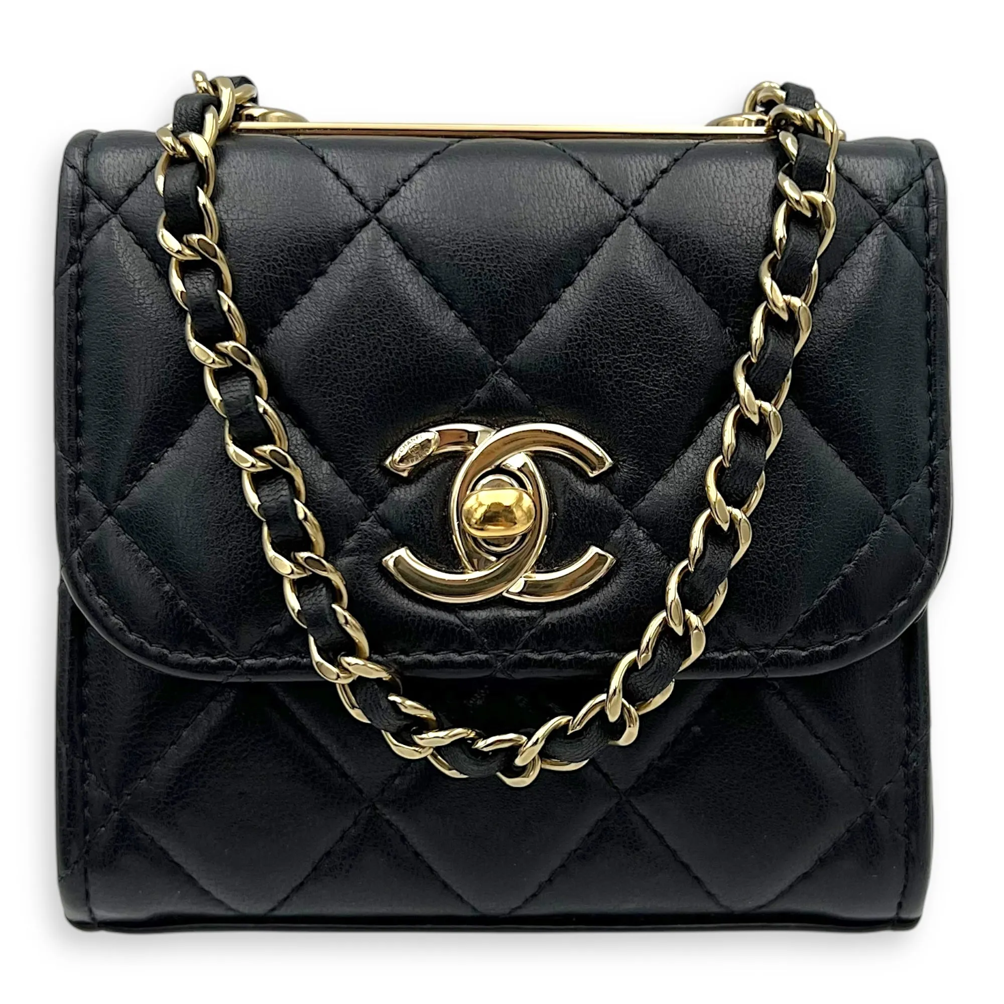 CC Crossbody Bag Black in Lambskin, Gold hardware