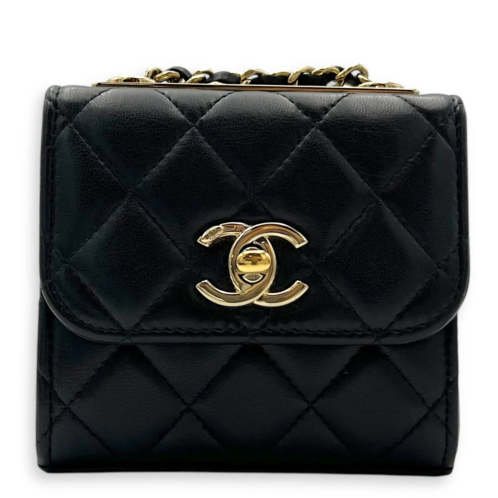 CC Crossbody Bag Black in Lambskin, Gold hardware