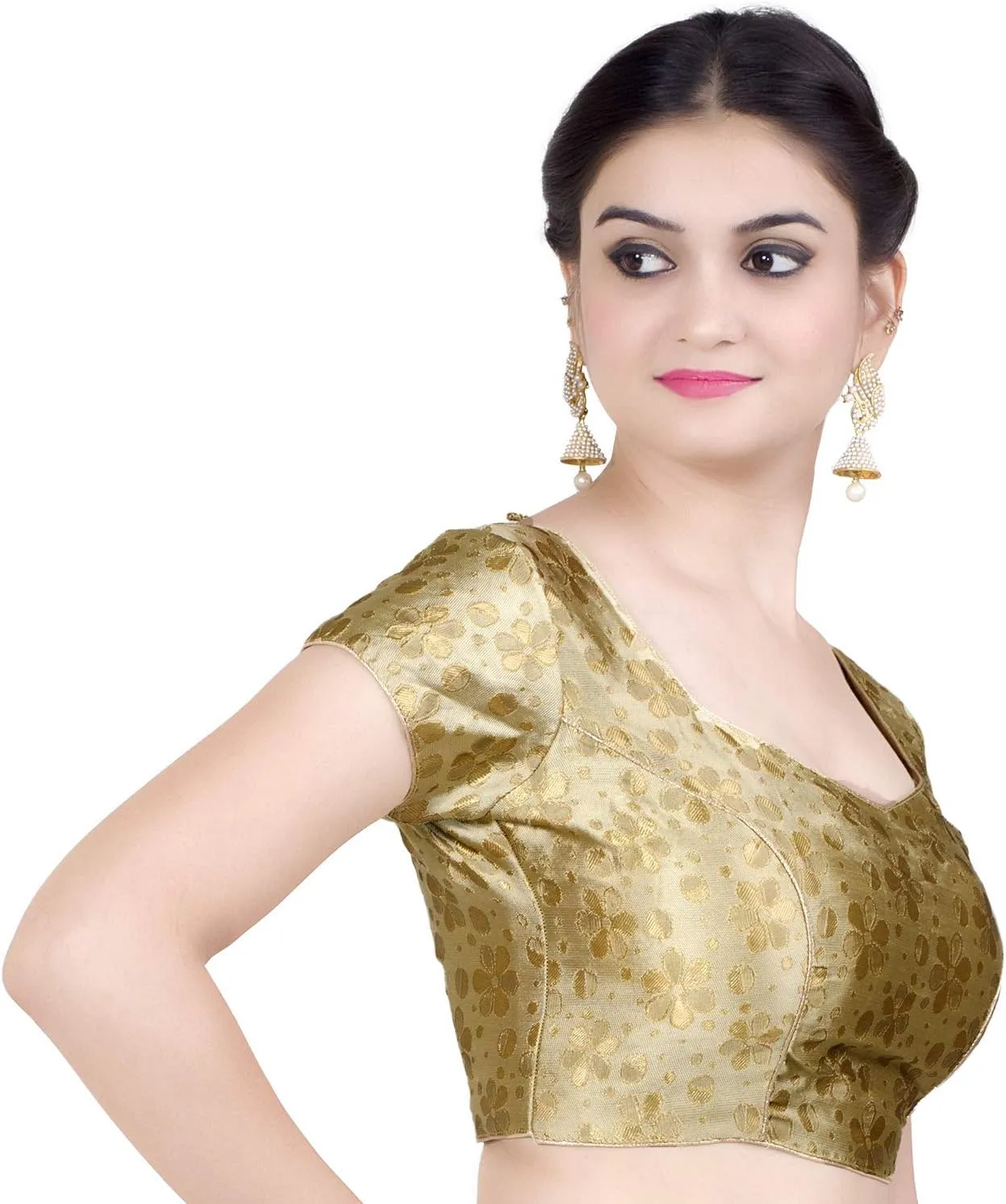 Chandrakala Brocade Banarasi Blouses for Women Sarees,Readymade (B106)