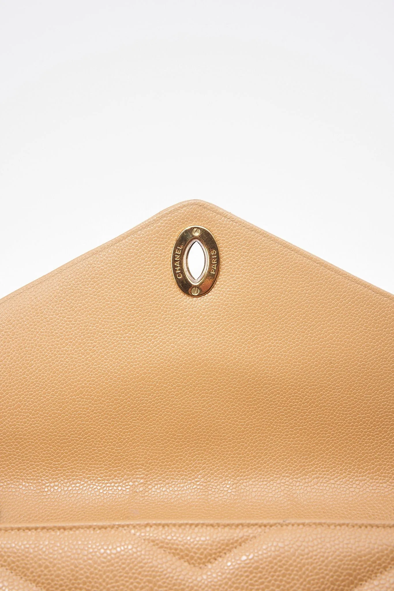 Chanel Jumbo Classic Flap Bag in Caviar Beige Leather