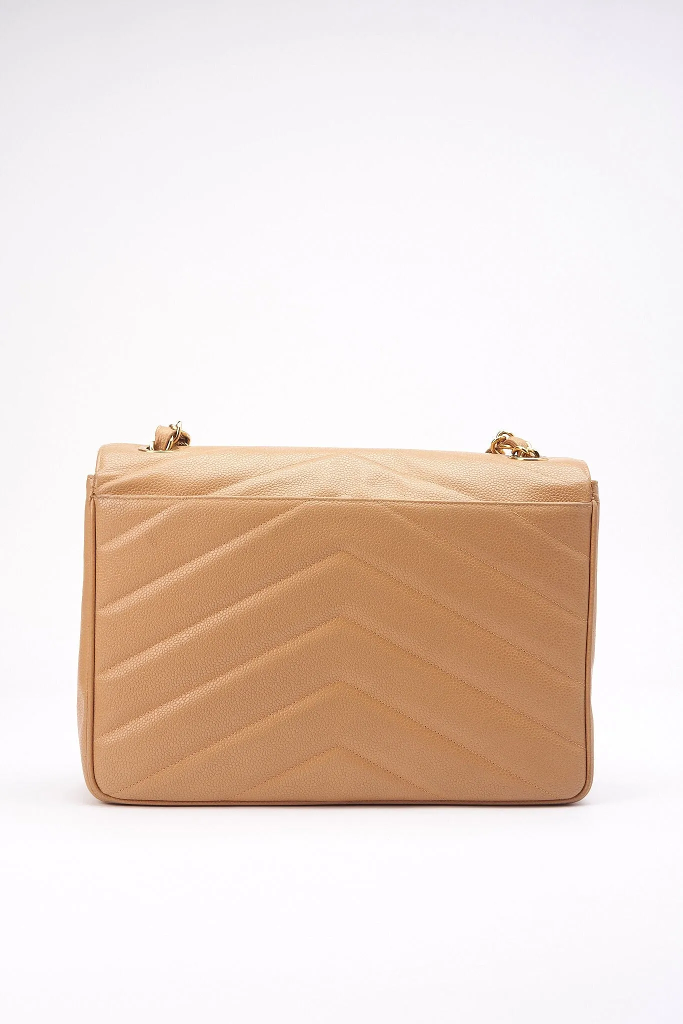 Chanel Jumbo Classic Flap Bag in Caviar Beige Leather