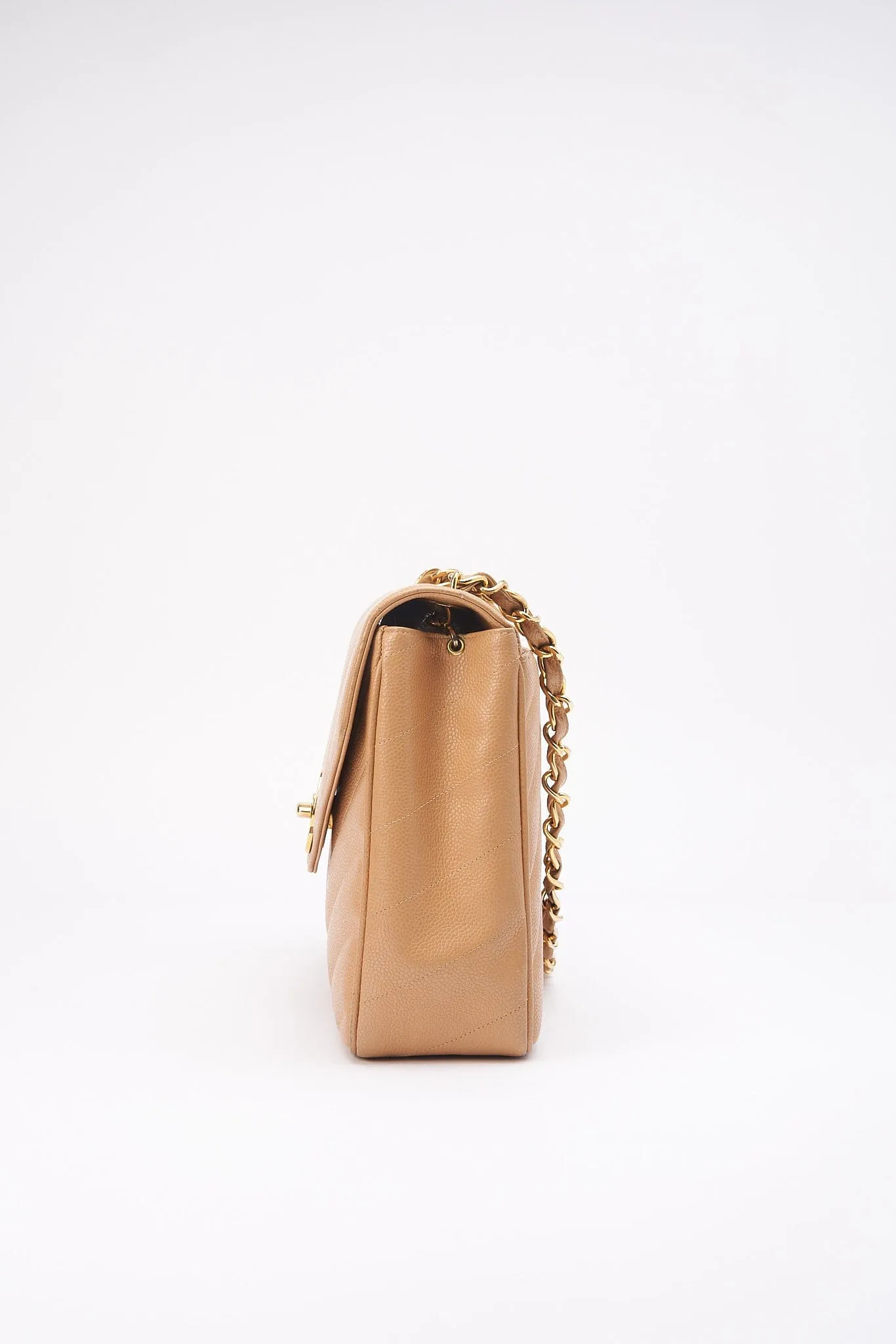 Chanel Jumbo Classic Flap Bag in Caviar Beige Leather