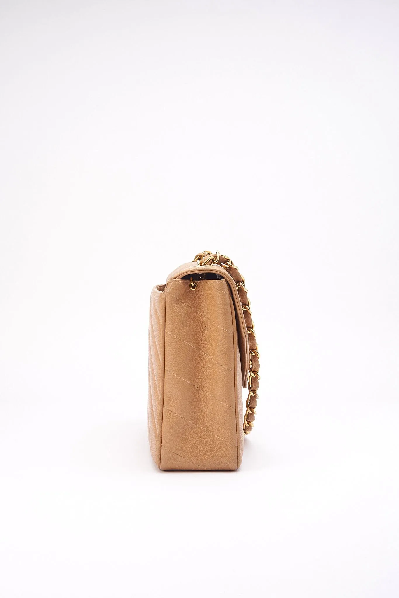 Chanel Jumbo Classic Flap Bag in Caviar Beige Leather