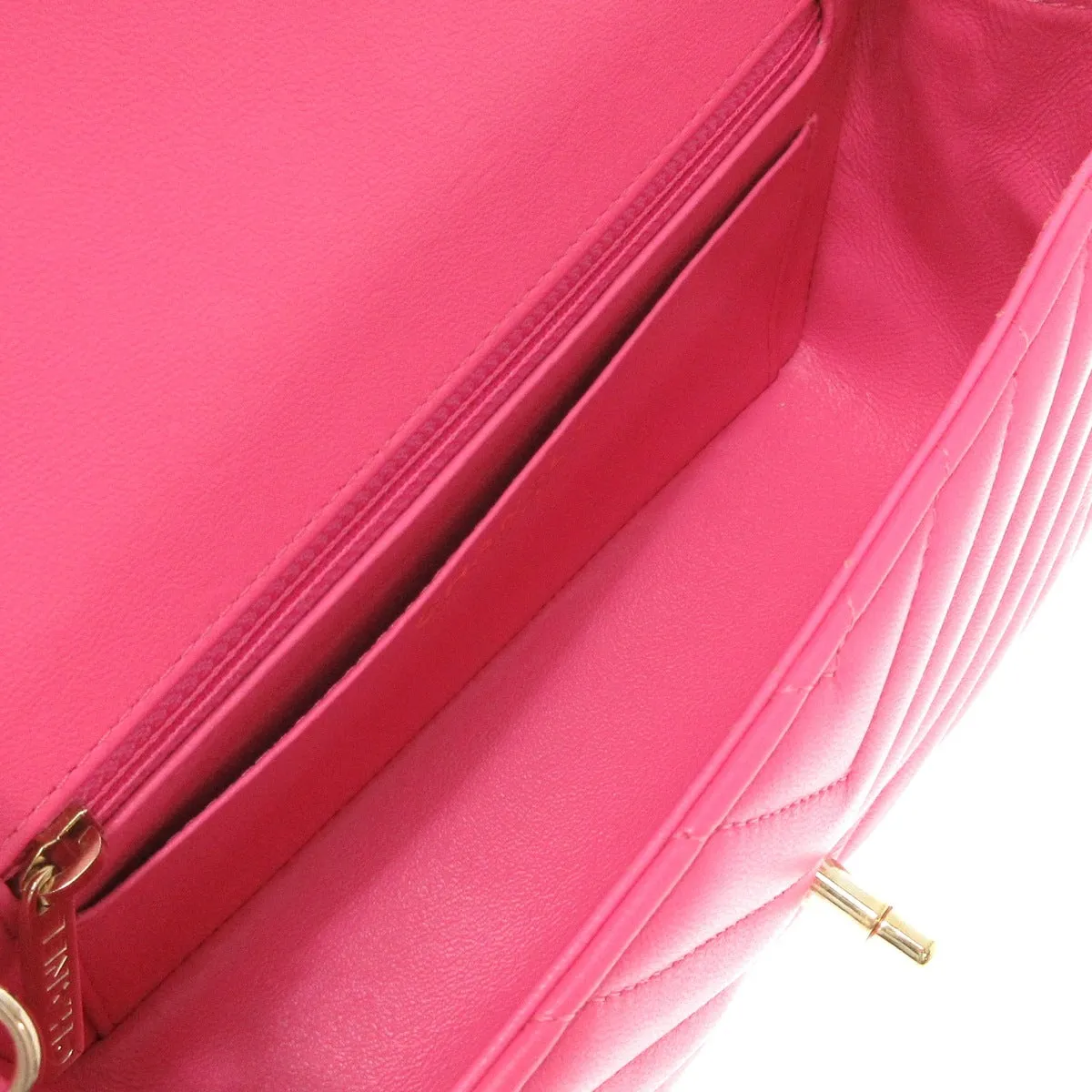 Chanel Mini Classic Chevron Pink Bag