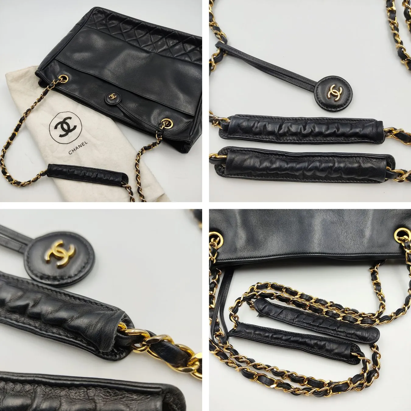 CHANEL Tote shoulder bag in black leather
