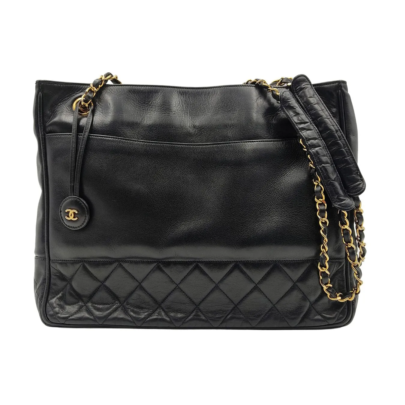 CHANEL Tote shoulder bag in black leather