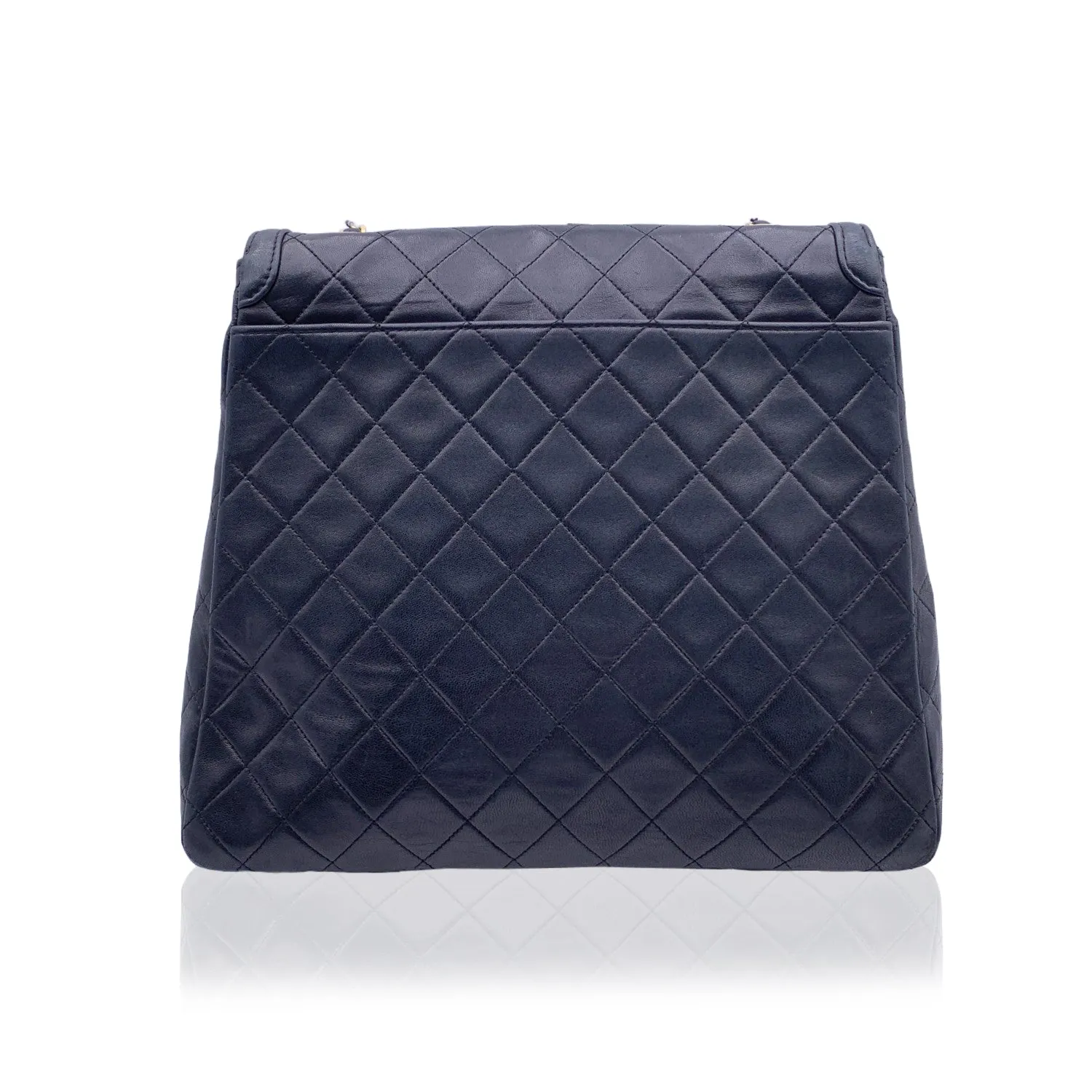 CHANEL Vintage Black Quilted Trapeze Flap Shoulder Bag With Wallet