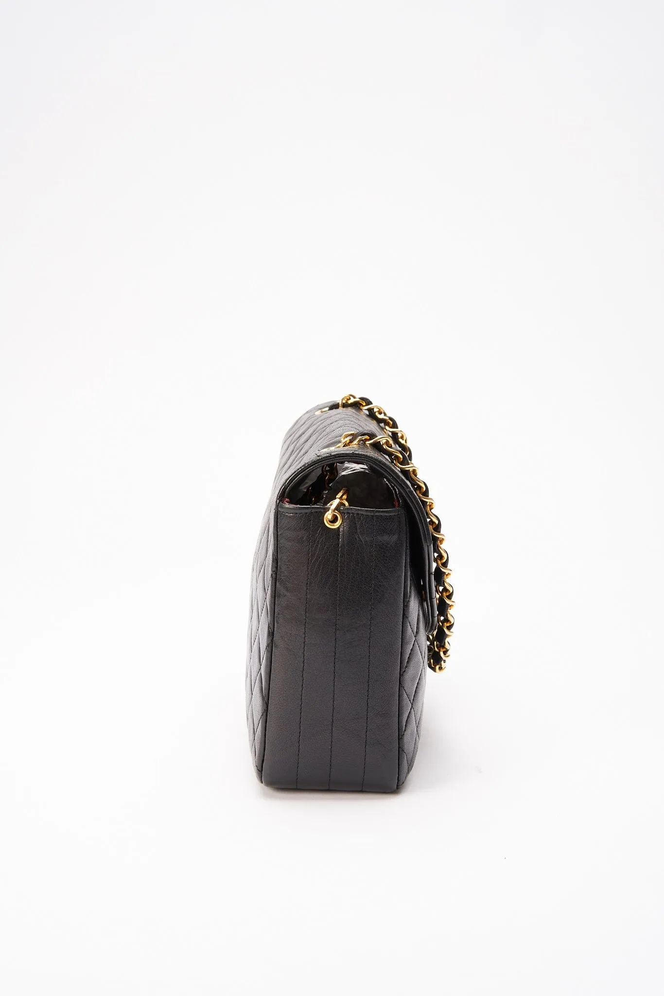 Chanel Vintage Black Single Flap with 24k gold plated hardware