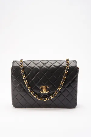 Chanel Vintage Black Single Flap with 24k gold plated hardware