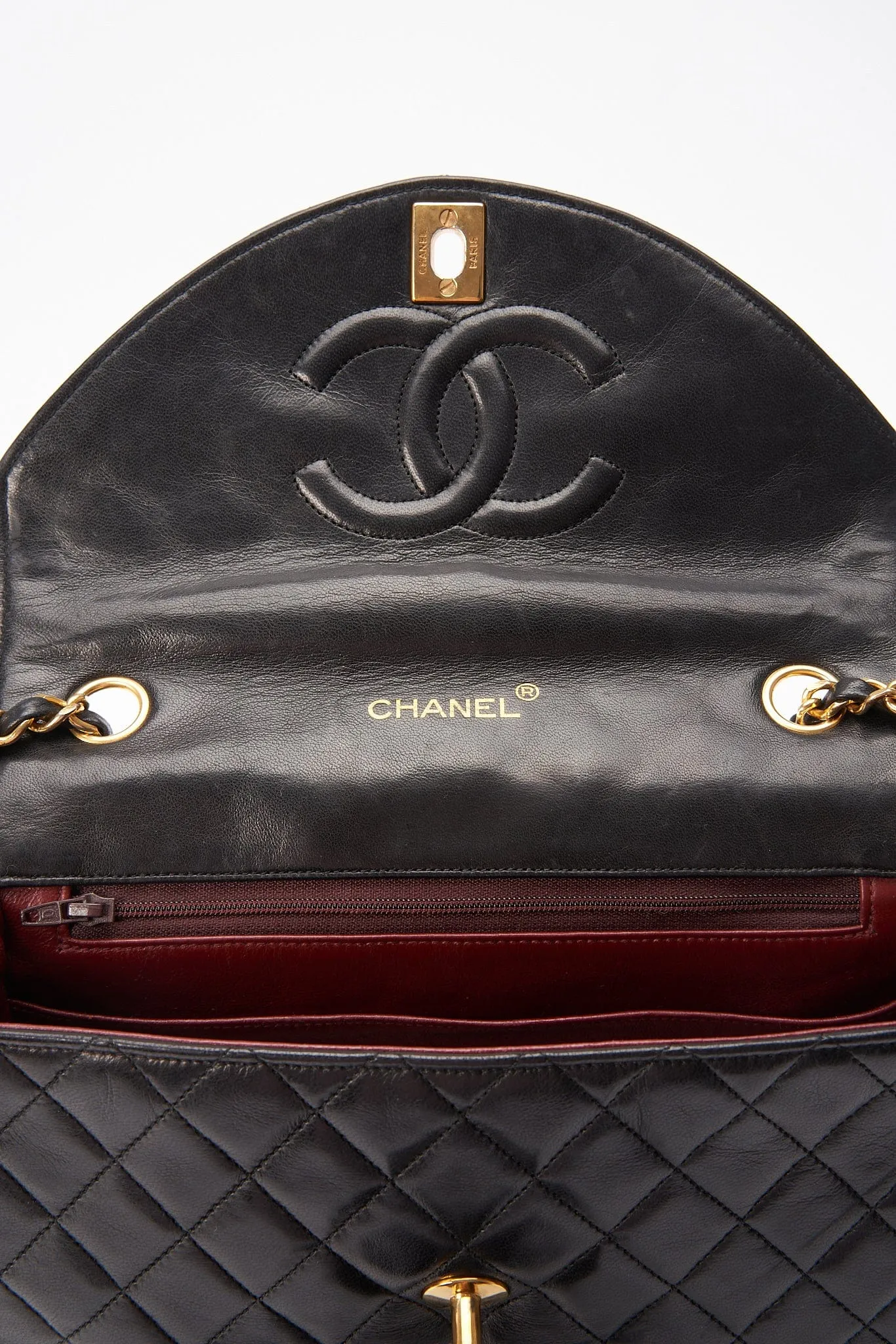 Chanel Vintage Black Single Flap with 24k gold plated hardware