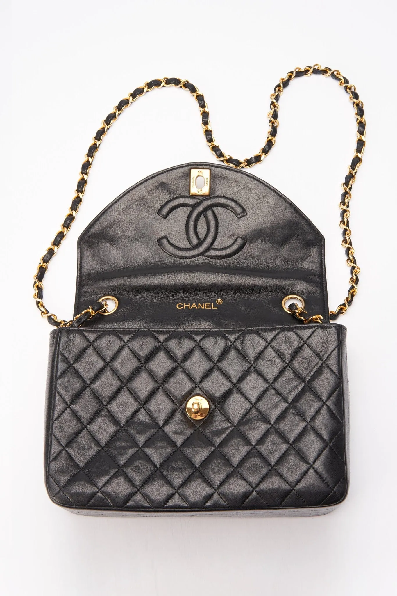 Chanel Vintage Black Single Flap with 24k gold plated hardware