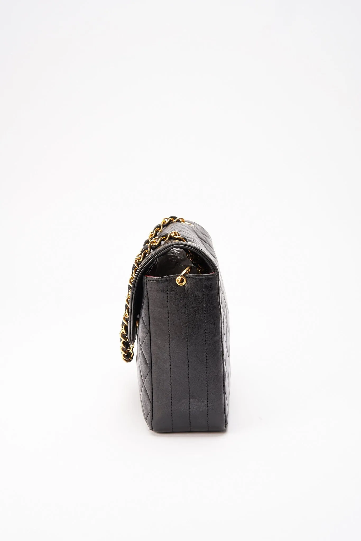 Chanel Vintage Black Single Flap with 24k gold plated hardware