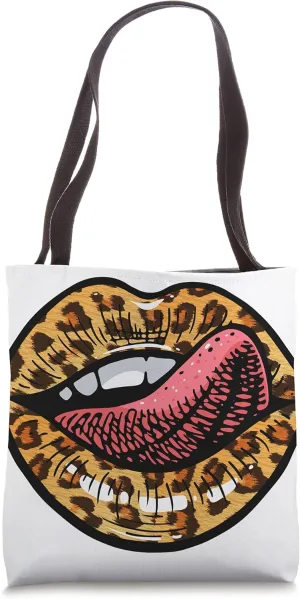 Cheetah Print Lip Tongue Leopard Pattern Leopard Tote Bag