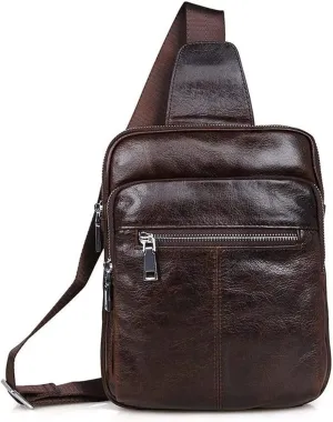 Chest Shoulder Sling Bag, Leather Sling Bag Sports Daypack Tablet Shoulder Chest Crossbody Bags Outdoor Travel